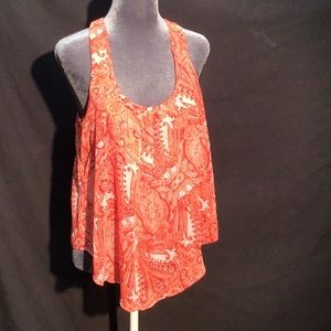 Ambiance multi print orange top size medium
